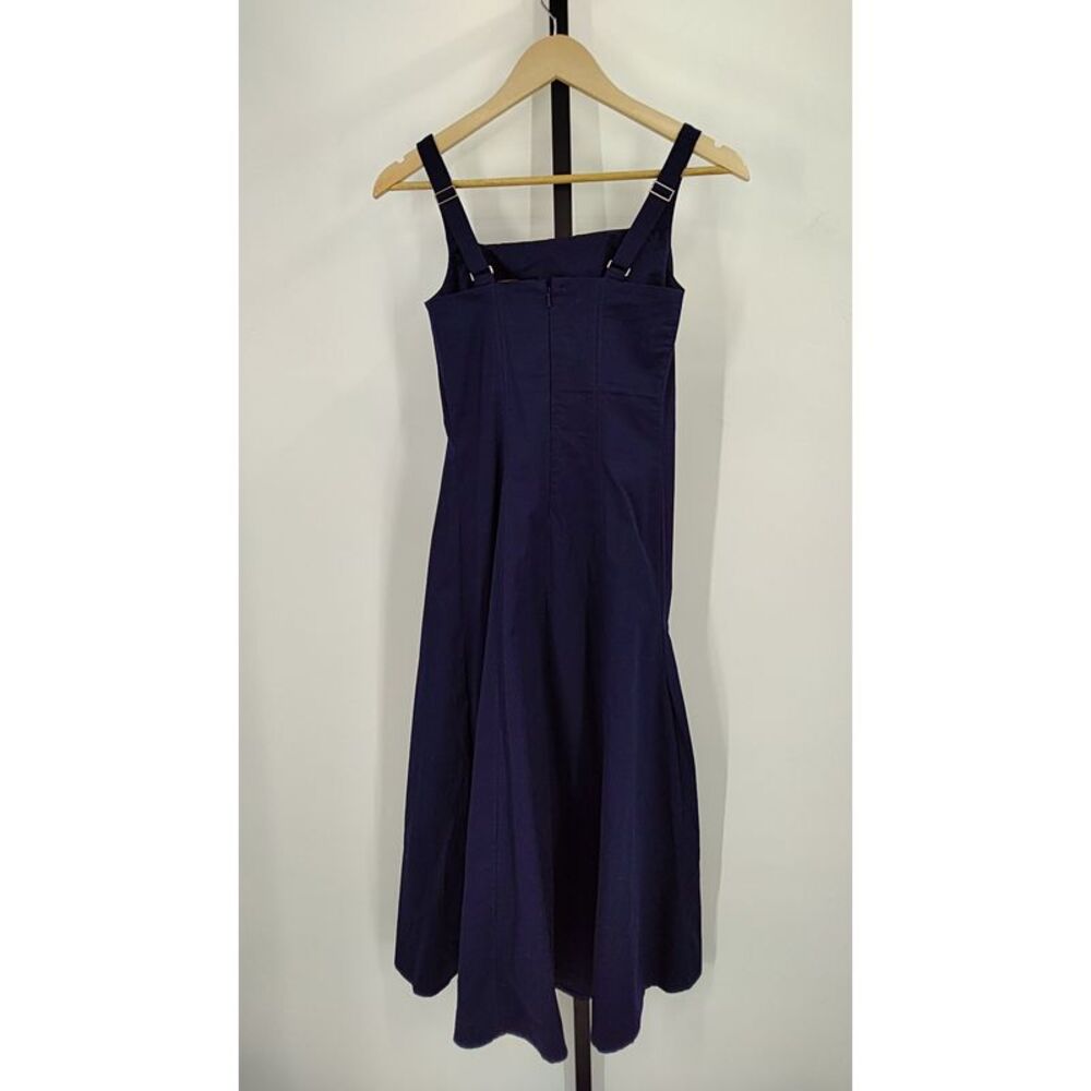 Quince Women Stretch Twill Fit & Flare Midi Dress Deep Navy XS - Picture 2 of 3